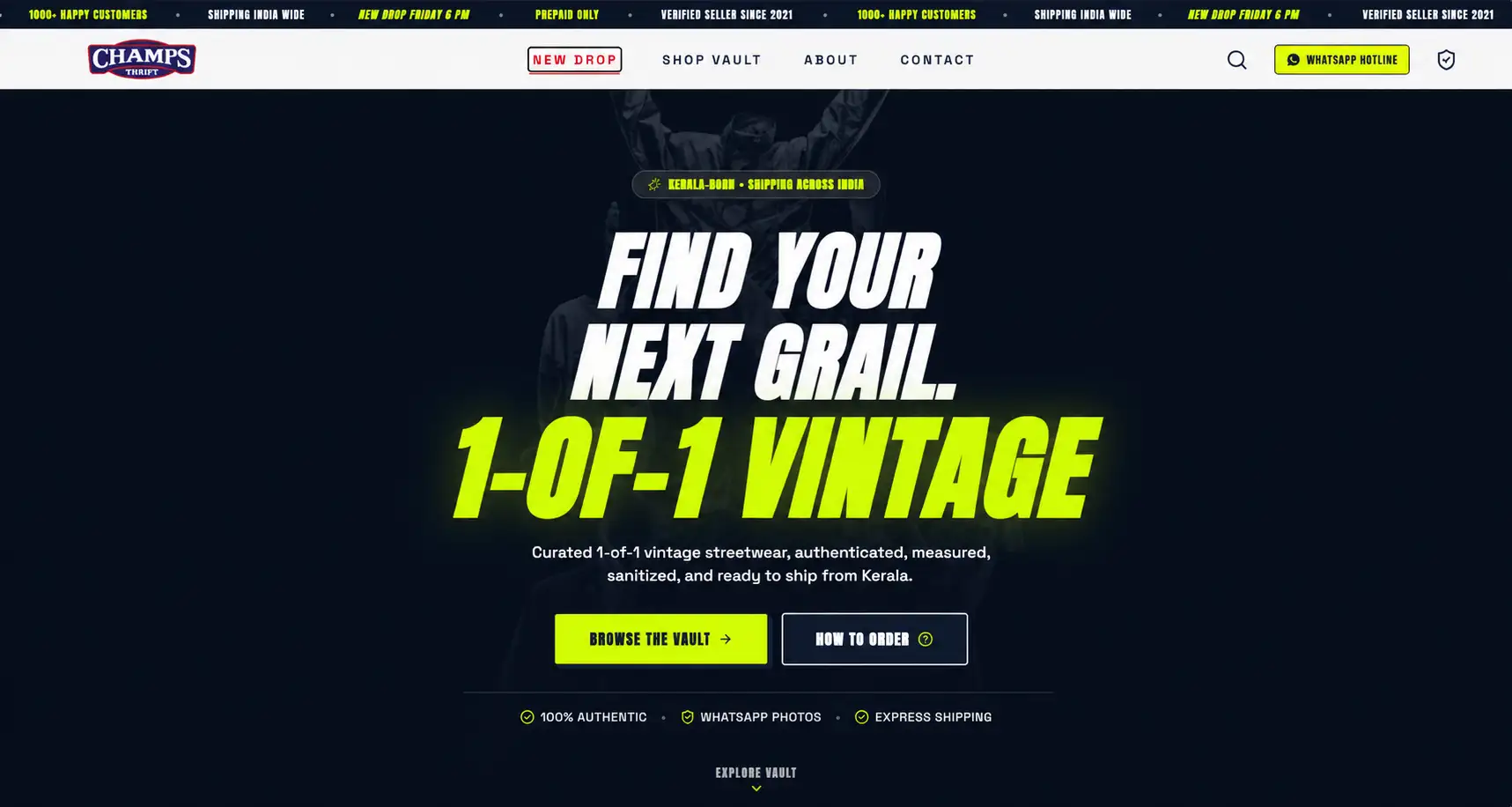 Champs Thrift website design