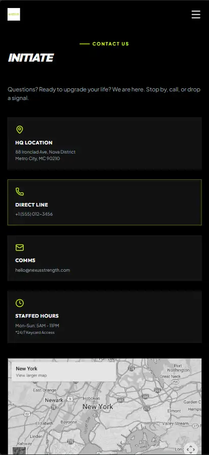 Nexus Strength Club interface on mobile