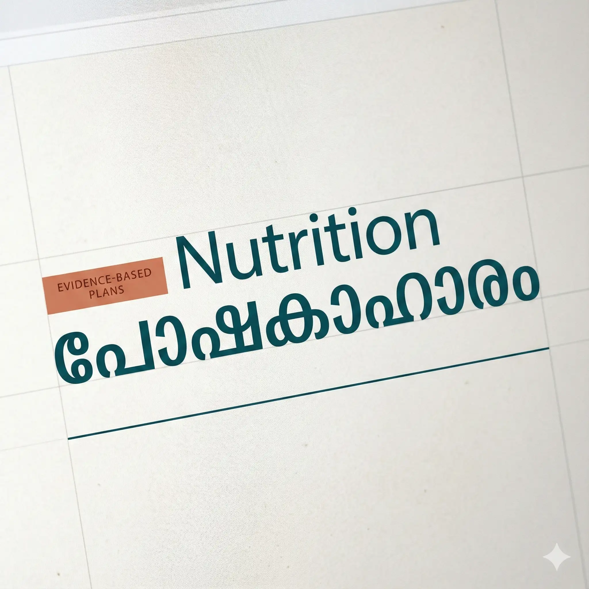 Vadakara Nutrition bilingual typography pairing Malayalam headings with clean sans text